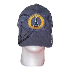 Paris France City of Lights Embroiled Navy Blue Cap